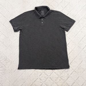 Vince Shirt Mens L Gray Polo Classic Slub Knit Pima Cotton Short Sleeve Casual